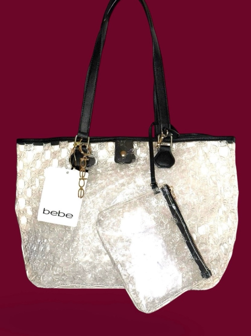 3pc Bebe Embossed Clear Tote - NWT